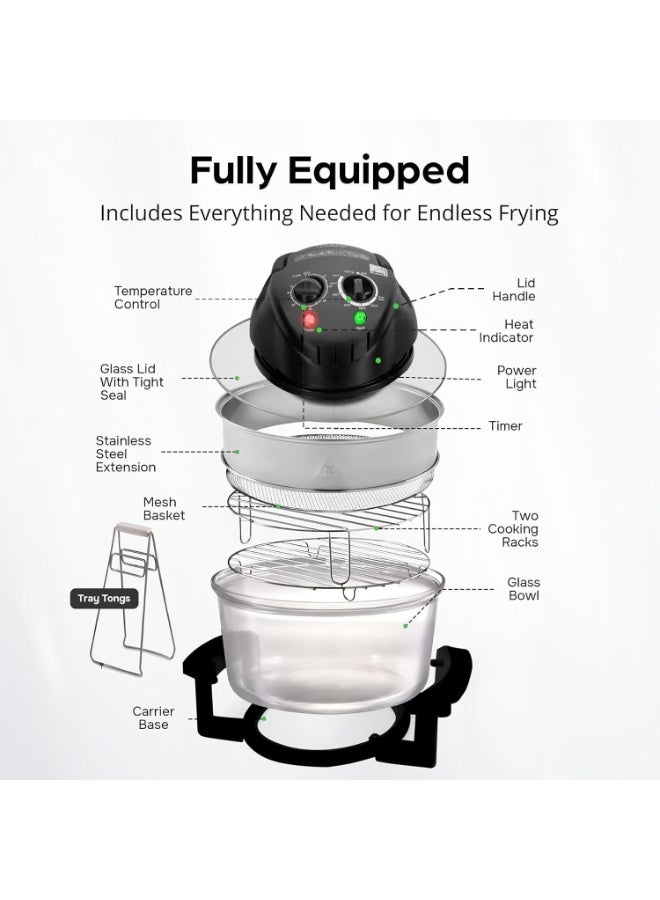 Bukela 8 in1 Glass Air Fryer Non Toxic,17 Quart Convection Oven Countertop Air Fryer Glass, Healthy Kitchen Bake,Grill,Steam Broil, & Roast -Includes Bowl,Broil Rack,Toasting Rack - Image 3